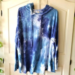 Blue Tie-dye Pullover Sweatshirt